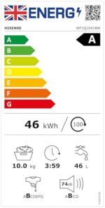 Hisense 1Q Series WF1Q1041BW Freestanding 10 KG Front Load Washing Durable Inverter Machine, Steam Wash, Quick Wash, 15 Washing Programs 1400 RPM White - Image 3