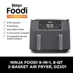 Ninja DZ201 Foodi 6-in-1 2-Basket Air Fryer with DualZone Technology, 8-Quart Capacity, and a Dark Grey Stainless Finish - Image 6
