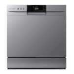 Cookology CTTD8SL-b Mini Counter Top Dishwasher in Silver - 8 Place Setting Capacity - Table Top - Compact Design - 7 Wash Cycles