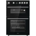 Hisense HDE3211BBUK 60cm Electric Cooker with Ceramic Hob-Black , A Rated Double Oven