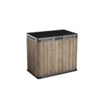 Keter Store-It-Out Darwin 1150L Outdoor Storage Box – Ashwood Brown | Lockable Garden Shed for 2 x 240L Wheelie Bins, Tools