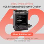 Cookology CFSP600BK/1 Freestanding Electric Single Cooker in Black - Solid Plate Top - 68 Litre Capacity - 60cm Wide - 4 Cooking Zone Hob - Image 8