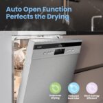 COMFEE' Freestanding Dishwasher FD1435E-X with 14 place settings, Full Size, Whisper Quiet 44dB, Wide LED Display, Delay Start - Image 7