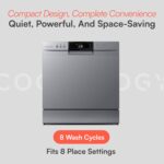 Cookology CTTD8SL-b Mini Counter Top Dishwasher in Silver - 8 Place Setting Capacity - Table Top - Compact Design - 7 Wash Cycles - Image 6