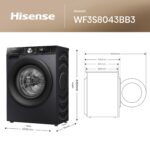 Hisense 3S WiFi Series WF3S8043BB3 8 KG Front Load Washing Machine Durable Inverter, Steam Wash, Quick Wash, 19 Programmes 1400 RPM White Energy Rating A - Image 17