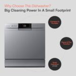 Cookology CTTD8SL-b Mini Counter Top Dishwasher in Silver - 8 Place Setting Capacity - Table Top - Compact Design - 7 Wash Cycles - Image 5