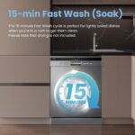 COMFEE' Freestanding Dishwasher FD1435E-X with 14 place settings, Full Size, Whisper Quiet 44dB, Wide LED Display, Delay Start - Image 8