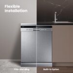 COMFEE' Freestanding Dishwasher FD1435E-X with 14 place settings, Full Size, Whisper Quiet 44dB, Wide LED Display, Delay Start - Image 4
