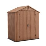 Keter Darwin Outdoor Apex Double Door Garden Storage Shed 6 X 4ft Brown Wood Look And Feel | Fade Free | All Weather Resistant