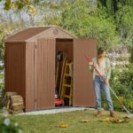 Keter Darwin Outdoor Apex Double Door Garden Storage Shed 6 X 4ft Brown Wood Look And Feel | Fade Free | All Weather Resistant - Image 10