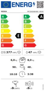 Midea MF200D86WB-14EAS Waschtrokner, 8/6kg Waschen/Trocknen, Inverter Mortor, 60 Min. Waschen und Trocknen - Image 2