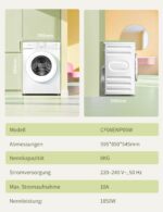 Comfee Waschmaschine 8kg, Washing machine mit Tierhaar-Programm & Dampffunktion,16 Programme,Energy Efficiency Class A-10% - Image 3